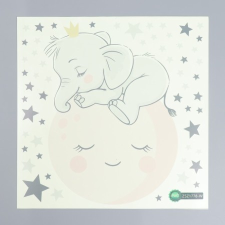 Sticker Plastic Interior phosphorus "Sleeping Elephant on the Moon" 28x28 cm-1