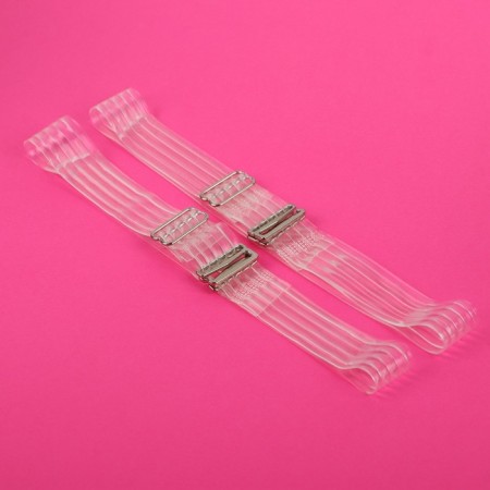 Straps silicone, fittings metal, 5 stripes, 2 cm, 37 cm, steam, color transparent-2