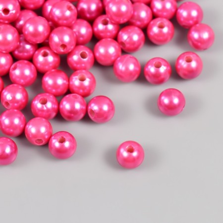 Set of beads "pearls" d 8 mm, 250 gr, raspberry-1