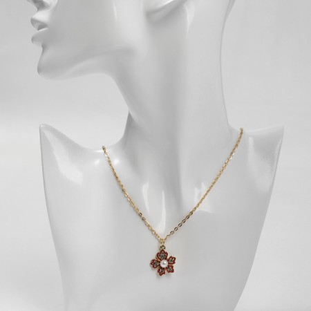 Pendant "Flower" Dream, white-pink color in gold, 40 cm-5