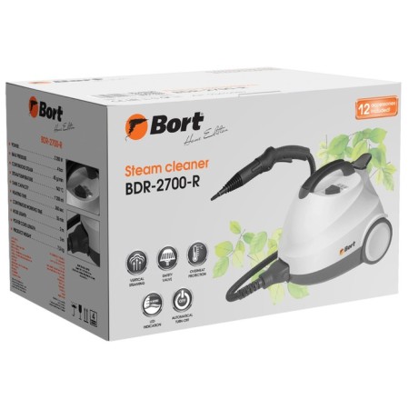 Steam cleaner Bort BDR-2700-R, 2200 watts, 45 g/min, 1.5 l, heating 360 seconds, white-6
