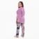 Female trousers with print, white/pink color, size 46