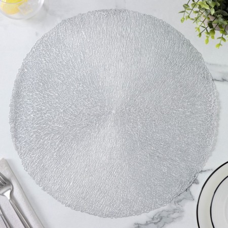 Set of serving napkins on the table "straw", d = 38 cm, 4 pcs, silver color