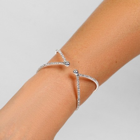 Bracelet with rhinestones "ice" rotation, white color in silver-4