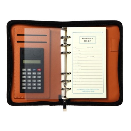 Organizer on the rings A6, 96 sheets in a ruler, on a zipper from 3 sides, leatherette, mix-6