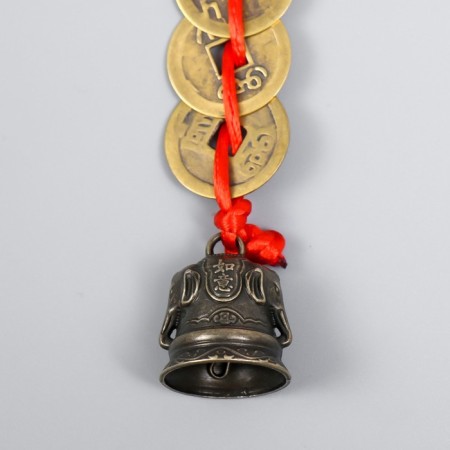 Bell Metal "Elephant heads" 5 coins, 1 bell 14.5x2.5 cm-3
