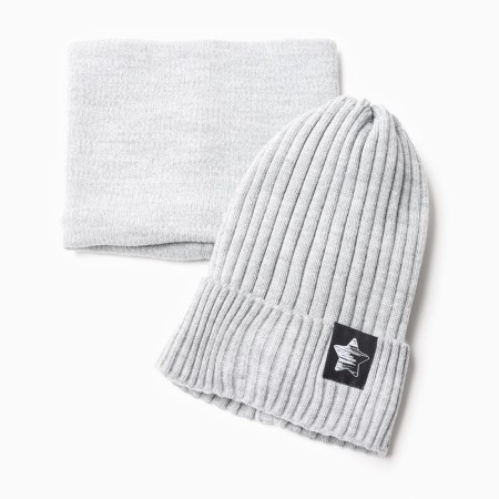 Kit for children (hat, snood), gray color, size 48-52