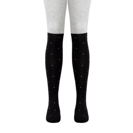 Pantyhose children, height 128-134 cm., Black-light-gray color