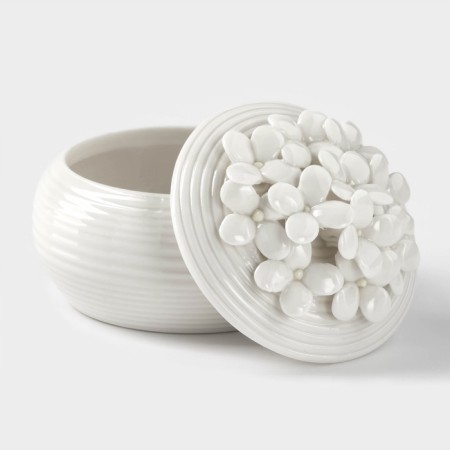 Ceramic Bank for spices "Flowers", 180 ml, white color-1