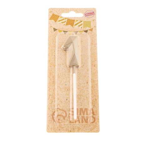 Candle in the cake on the skewer "Almaz", the number "1", champagne, 4.8x2.6 cm-6