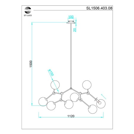 Suspended chandelier ST LUCE. SL1506.403.08. Chieti. 8x40 W, E14, 112x112 cm, black color-9