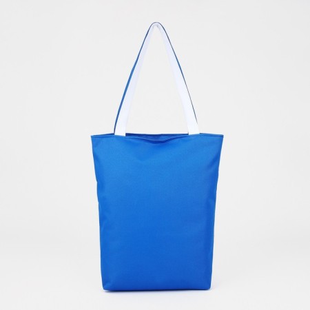 Textile bag with zipper, cornflower/white color-1