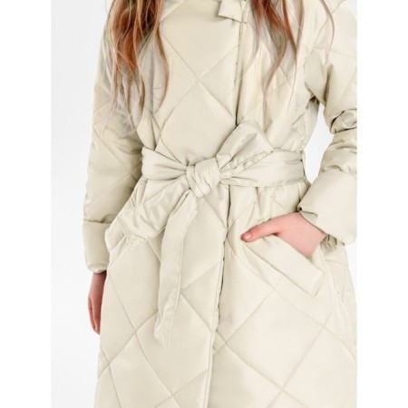 Пальто стёганое для девочек AmaroBaby TRENDY, рост 146-152 см, цвет молочный-8