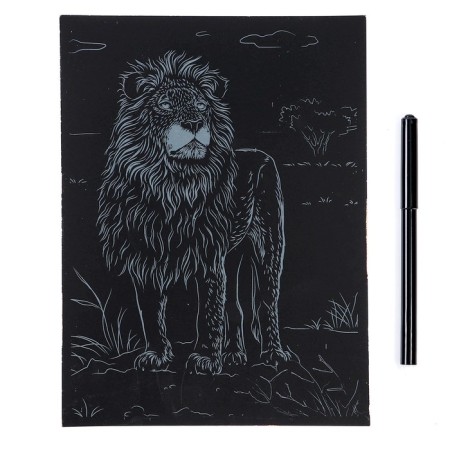 Engraving 18 × 24 cm, animals of Africa "strong lion" (gold)-2