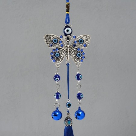 Suspension from the evil eye Metal "Butterfly with bells and brush" 7x30 cm-3