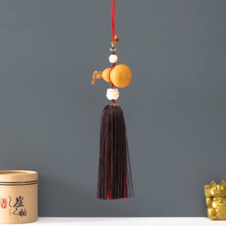 Suspension wood, textile "Pumpkin Gorlyanka and lotus" Red-brown 6x28 cm-2