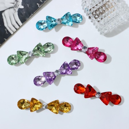 Halfish hair clip "Crystal" bow, 8 cm, mix-2