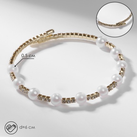 Bracelet Pearl "Noel" ball No. 4, white color in gold, d = 6 cm