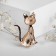 Brooch "Kitten" with a mobile bow, the color is white in gold
