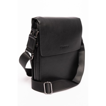 Bag Cross-Body Men, genuine leather de-gosa black, 22x6x27 cm-1