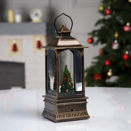 LED figure “Lantern with a Christmas tree” 7.8 × 19.5 × 7.8 cm, plastic, AAX3 batteries (not complete), USB, glow warm white-2