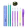 Cleaning set 10 items (pencil case is 65 x 210 mm, pens 4 pieces Blue, ruler 15 cm, sharpener, pencil 2 pieces, texture), purple
