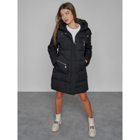 Coat insulated winter female, size 56, black color-12