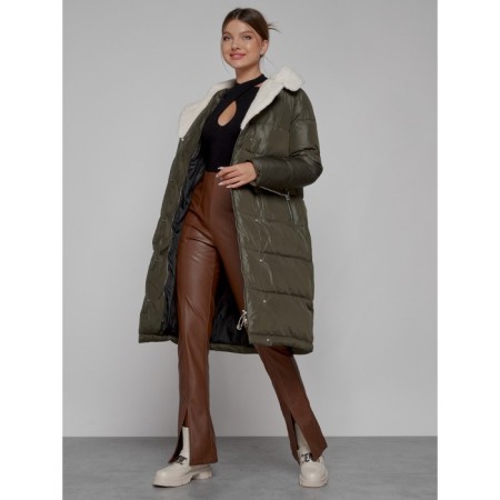 Coat insulated winter female, size 42, khaki color-10