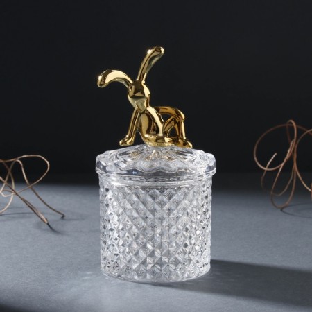 Casket glass "Hare rhombus" Gold 6x6x12.5 cm