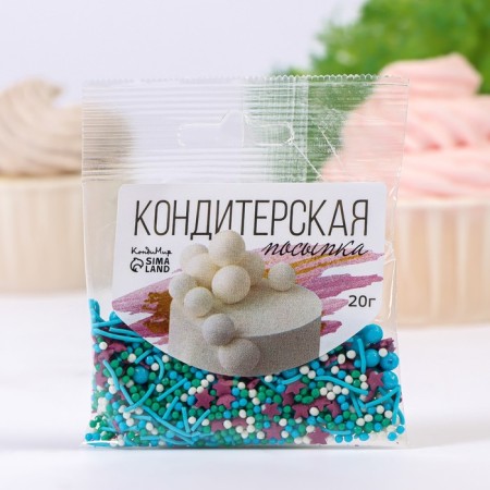Sprinking confectionery with a soft center, (blue, purple, green), 20 g-1