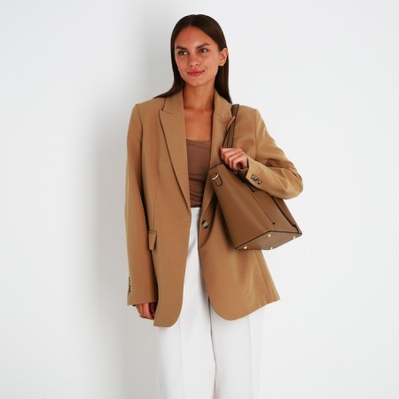 Zipper bag with lightning, the color is light brown-8