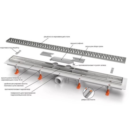 The Veconi Drops Black V750DB, D = 40 mm, lateral release, 815x125 mm, linear, black-4