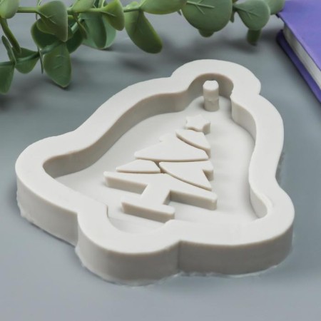 Mold Silicon "Bell with Christmas tree" 11x9x1.5 cm-1