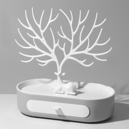 Stand for jewelry "Deer", oval stand, 24.5 × 12.5 × 26 cm, gray-white color-1