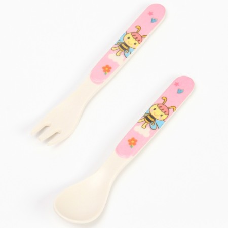 A set of bamboo dishes "Butterfly", 5 objects: plate, bowl, glass, fork, spoon-8
