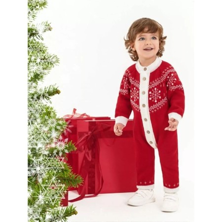 Knitting overalls, children's pure love Christmas Snow, height 62 cm, red color-1