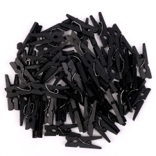 A set of clothespins for decor 50 pcs., Black - 2.5 cm