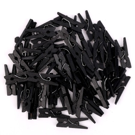 A set of clothespins for decor 50 pcs., Black - 2.5 cm