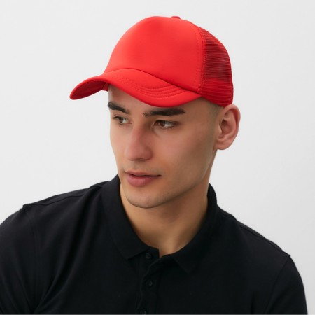 Baseball cap with minaku grid, red color, size 56-58-2