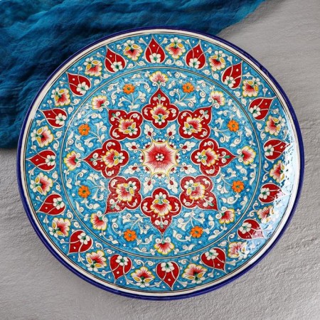 Largan Rishtan ceramics "Flowers", 39 cm, blue-3