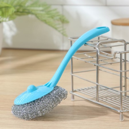 Washing sponge with the handle of the Bublik share, metal, 15 g, color mix-7