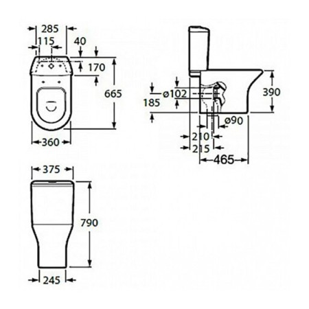 Roca Leon 341649000 toilet tank, lower water supply, 2 modes, white-1