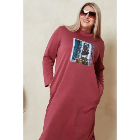 Female dress, size 60, burgundy color-2