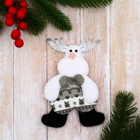 Soft suspension "Deer in a suit with an ornament forest" 8x14 cm, gray