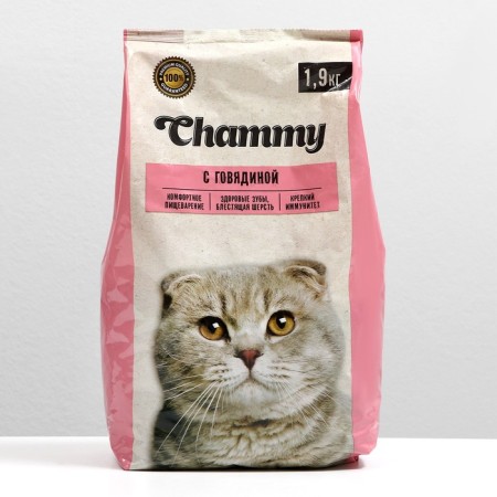 CHAMMY dry food for cats, beef, 1.9 kg