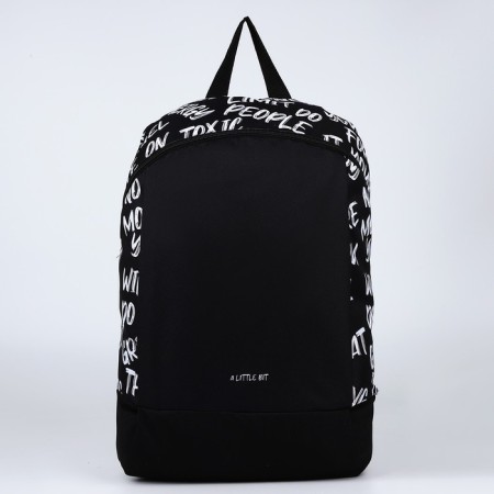 School textile “inscriptions”, 46x30x10 cm, vertical pocket, black color-1