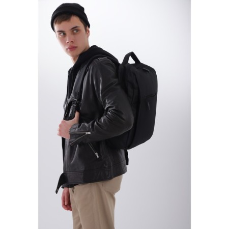 Male backpack on a zipper, 2 external pockets, with USB, black color-6