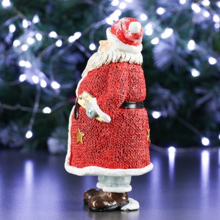 New Year's figure "Santa Claus with a Christmas tree and a gift" in red 11x10x21cm-1