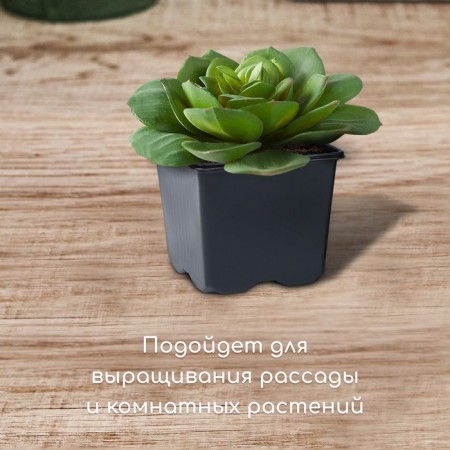 Pot for seedlings, 520 ml, d = 9 cm, h = 8 cm, black, Greengo-2