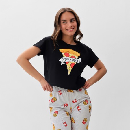 Female pajamas (T -shirt and trousers) KAFTAN PIZZA p. 52-54, black-1